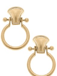 Stevie Horsebit Stud Earrings - Worn Gold