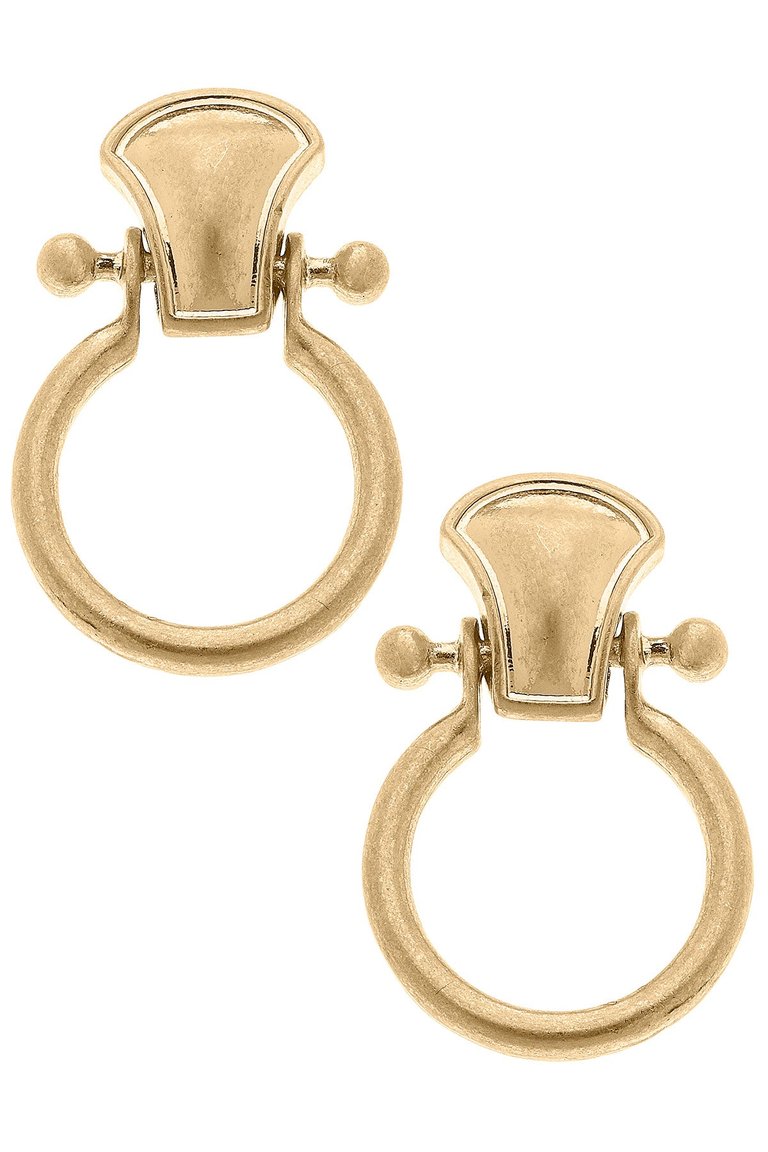 Stevie Horsebit Stud Earrings - Worn Gold