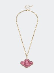 Stuck On You Bee Patch Necklace - Pink