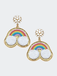 Stuck On You Chenille Glitter Rainbow Patch Earrings - Multi
