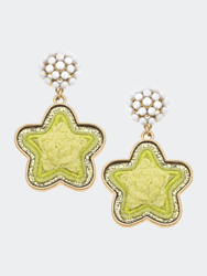 Stuck On You Chenille Glitter Star Patch Earrings - Yellow