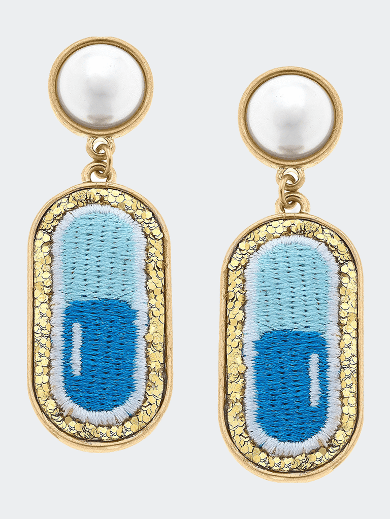 Stuck On You Glitter Chill Pill Patch Earrings - Blue