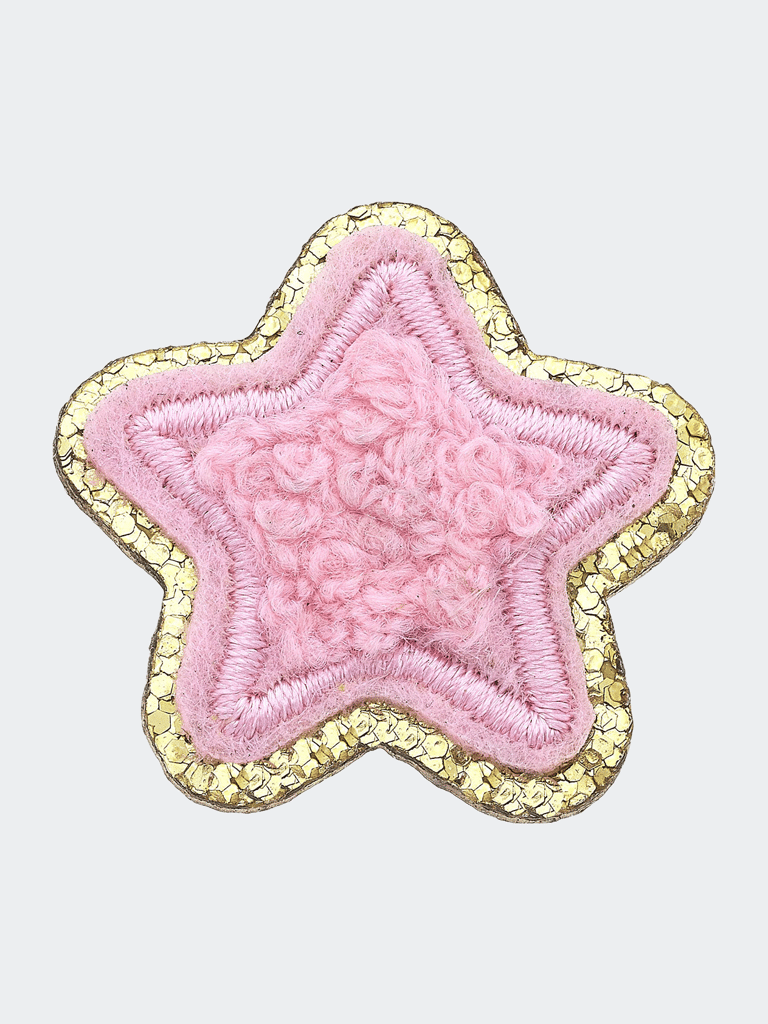 Stuck On You Small Chenille Glitter Star Patch - Pink