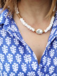 Suri Beaded Shell & Pearl T-Bar Necklace