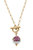 Taley Porcelain Rose T-Bar Necklace - Worn Gold