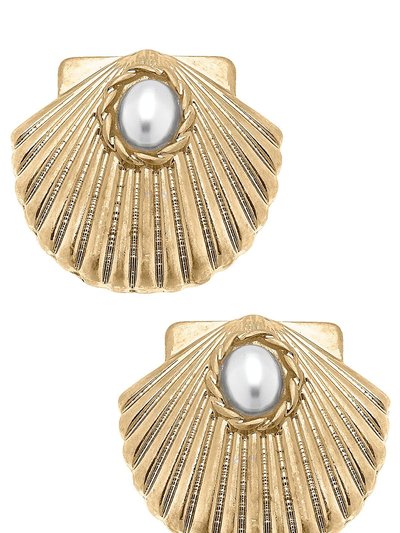 Canvas Style Tallulah Scallop & Pearl Stud Earrings product