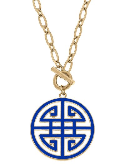 Canvas Style Tara Game Day Greek Keys Enamel Pendant Necklace In Blue product