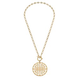 Tara Greek Keys Pendant Necklace - Worn Gold