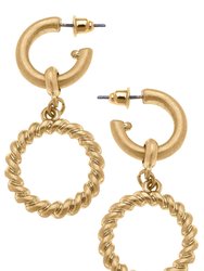 Tatum Twisted Metal Drop Hoop Earrings - Gold