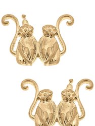 Taylor Monkey Stud Earrings - Worn Gold