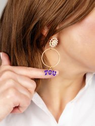 TCU Horned Frogs Pearl Cluster Enamel Hoop Earrings