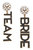 Team Bride Enamel & Pearl Cluster Drop Earrings - Black