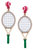 Teddy Enamel Tennis Racket Earrings in Green & Pink - Green / Pink