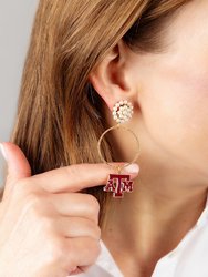 Texas A&M Aggies Pearl Cluster Enamel Hoop Earrings