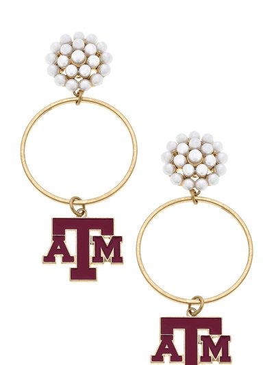 Canvas Style Texas A&M Aggies Pearl Cluster Enamel Hoop Earrings product