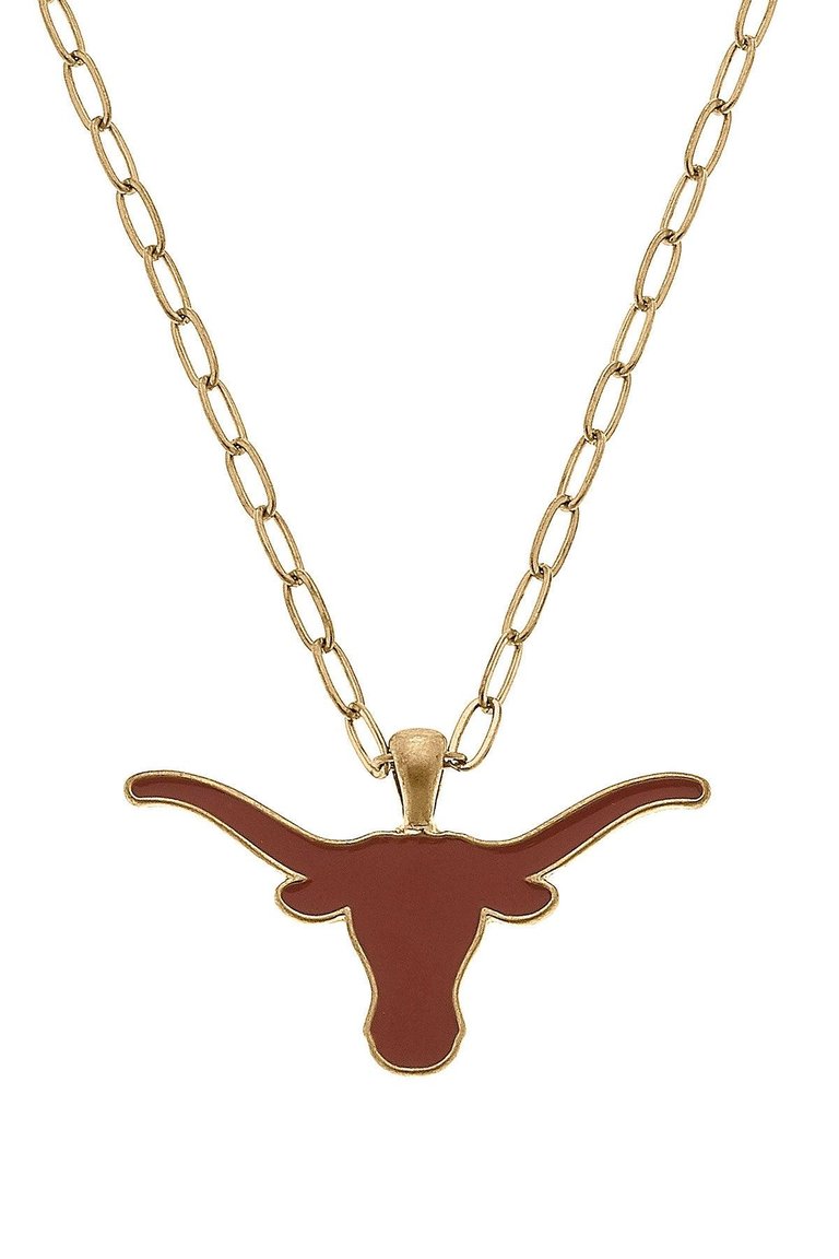 Texas Longhorns Enamel Pendant Necklace - Burnt Orange