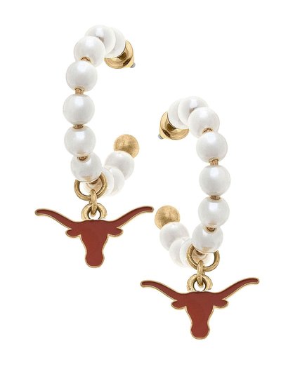 Canvas Style Texas Longhorns Pearl Hoop Enamel Drop Earrings product