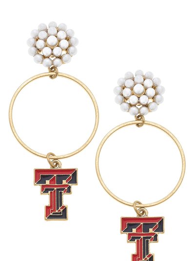 Canvas Style Texas Tech Red Raiders Pearl Cluster Enamel Hoop Earrings product
