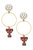 Texas Tech Red Raiders Pearl Cluster Enamel Hoop Earrings - Red & Black