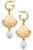 Thelovelyflamingo Scallop Shell & Pearl Drop Hoop Earring - Worn Gold