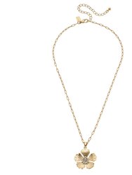 Tiana Flower Pendant Necklace - Worn Gold