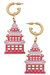 Tiffany Enamel Pagoda Earrings - Pink / Red