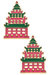 Tiffany Enamel Pagoda Stud Earrings - Green/Pink - Green/Pink