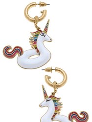 Unicorn Pool Float Earrings in White Multi - White multi