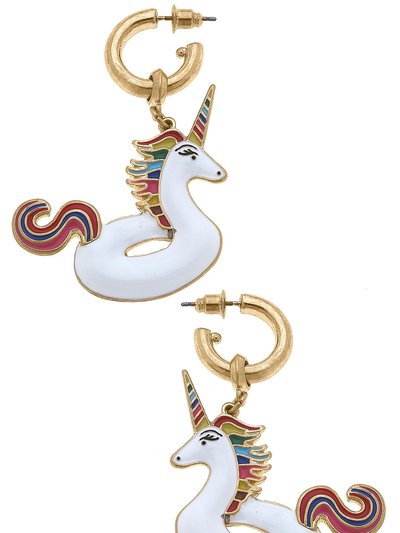Canvas Style Unicorn Pool Float Earrings in White Multi product