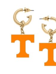 University Of Tennessee Logo Enamel Drop Hoop Earrings - Orange