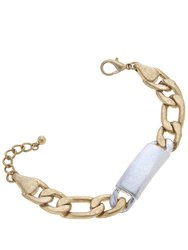 Valentina Chunky Chain ID Plate Bracelet - Worn Gold/Worn Silver Plating