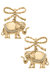 Vega Pearl-Studded Elephant & Bow Drop Earrings - Worn Gold