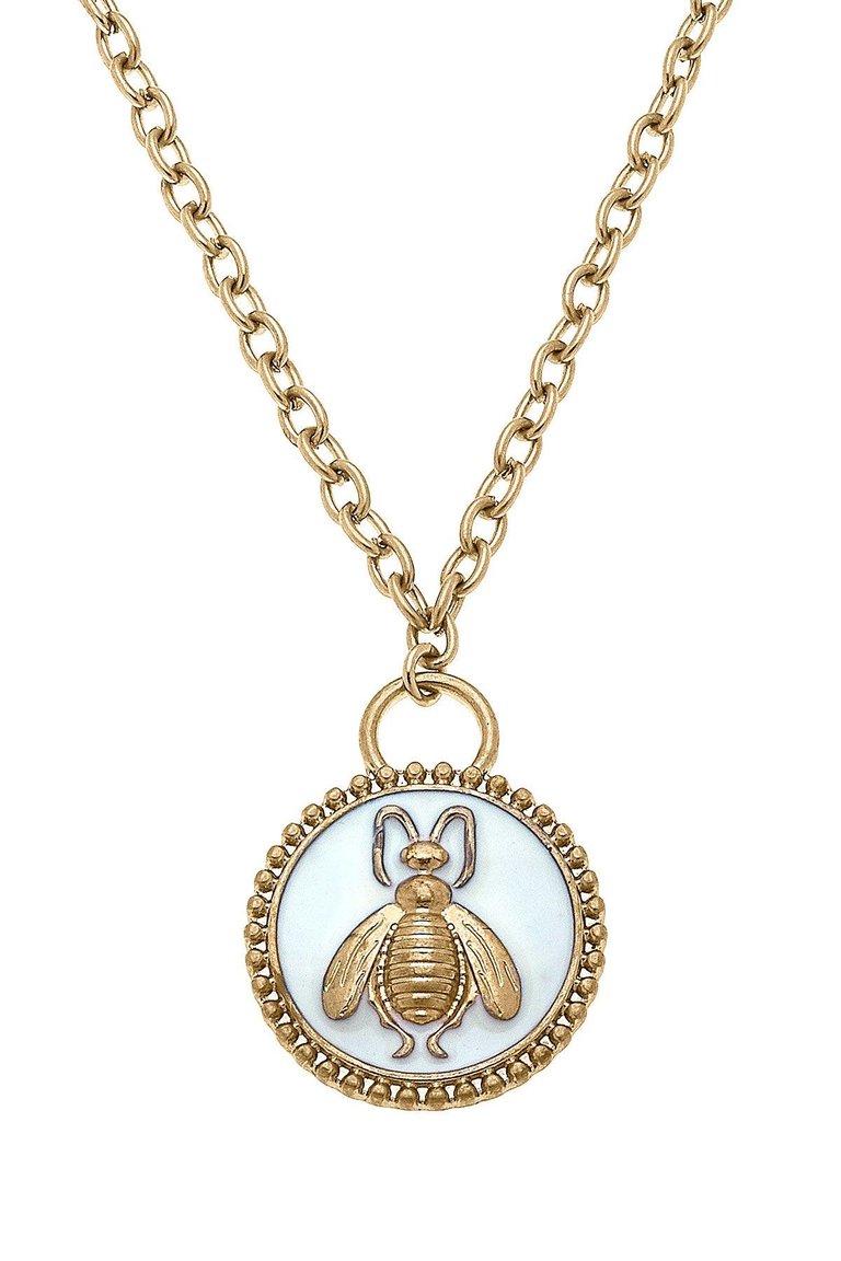 Verona Enamel Bee Pendant Necklace - Ivory