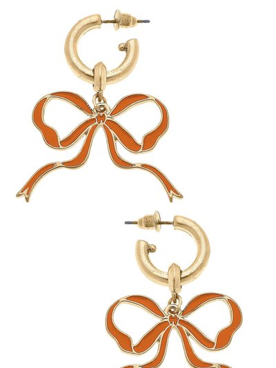 Canvas Style Veronica Game Day Bow Enamel Earrings In Burnt Orange product