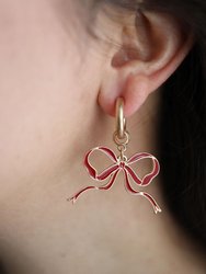 Veronica Game Day Bow Enamel Earrings in Crimson