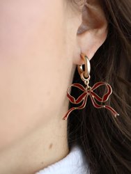 Veronica Game Day Bow Enamel Earrings in Maroon