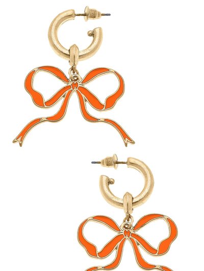 Canvas Style Veronica Game Day Bow Enamel Earrings In Orange product