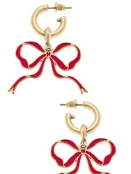 Veronica Game Day Bow Enamel Earrings - Red
