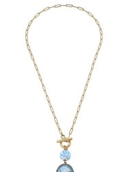 Vesper Cameo Pendant T-Bar Necklace in Wedgwood Blue