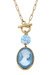 Vesper Cameo Pendant T-Bar Necklace in Wedgwood Blue - Blue