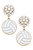 Volleyball Pearl Cluster Enamel Drop Earrings - White