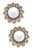 Walker Pearl and Pave Flower Stud Earrings in Ivory - Ivory