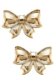 Waverly Bow Stud Earrings - Worn Gold