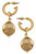 Willa Ribbed Metal Drop Hoop Earrings in Worn Gold - Gold