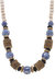 Winslow Blue & White Chinoiserie & Wood Necklace in Brown - Blue