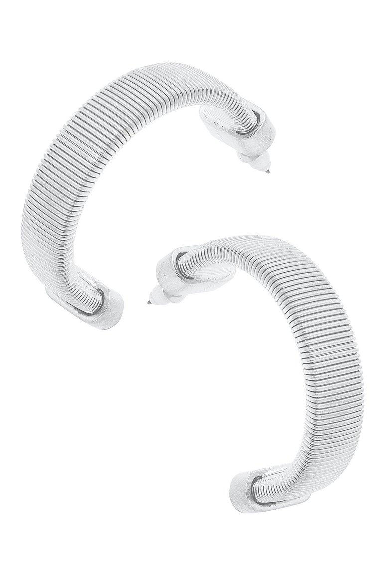 Winston Watchband Hoop Earrings In Satin Silver - Satin Silver
