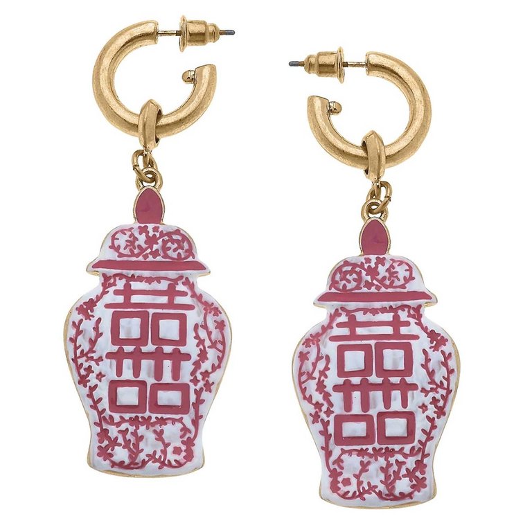 Women's Blaire Enamel Ginger Jar Earrings - Pink