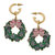 Women's Noelle Christmas Wreath Earrings - Pink/Green