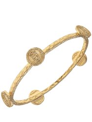 X Mary Catherine Studio French Coin Bangle - Worn Gold