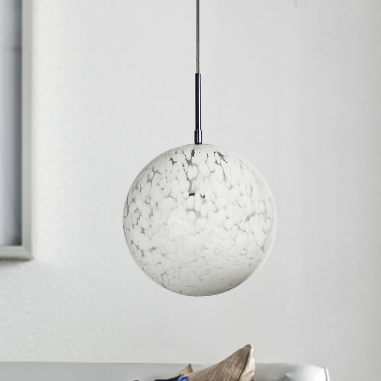 Bushnell Ball Pendant Light Fixture, White Orb With Elegant Glow